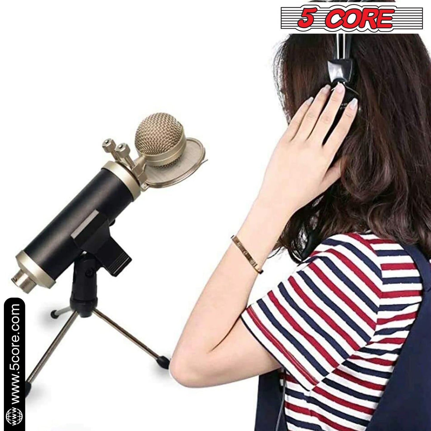 5 Core Desk Mic Stand Adjustable Table Tripod Portable Desktop