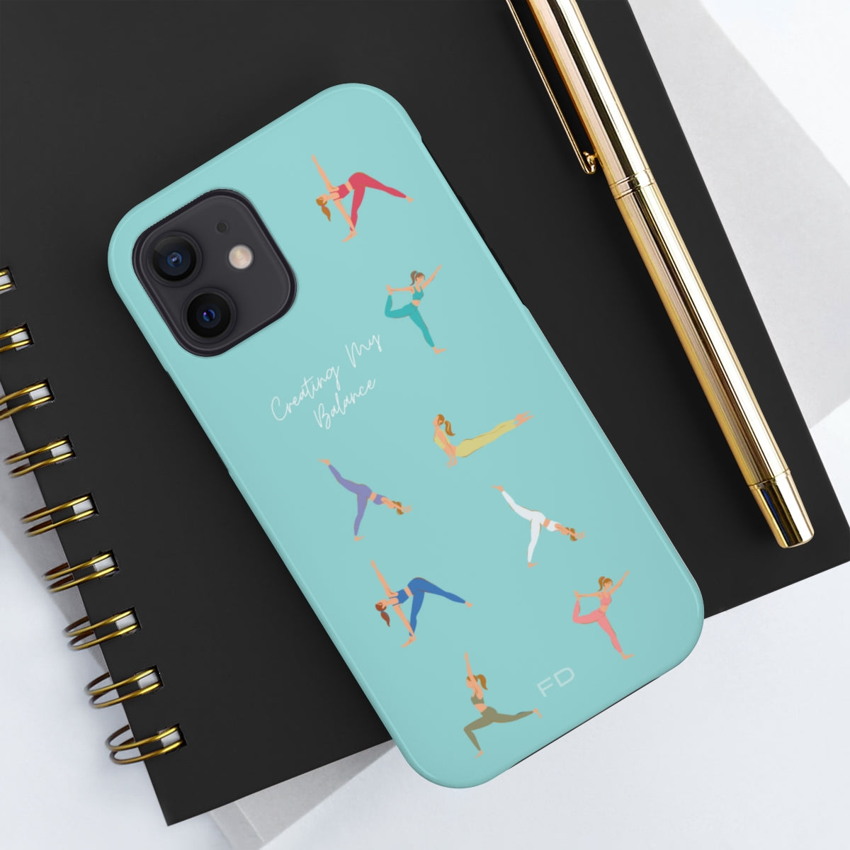 Yoga Poses Blue Tough Case for iPhone with Wireless Charging