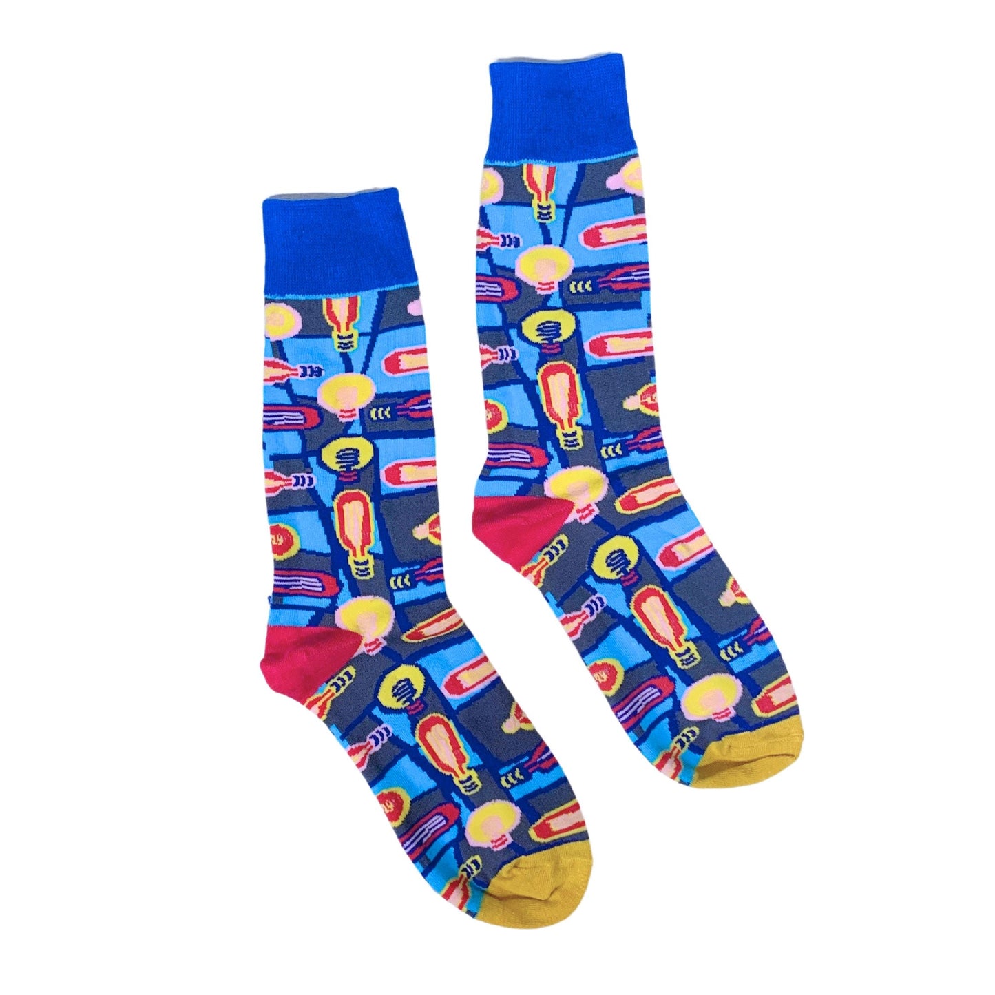 Bright Idea! Lightbulb Colorful Cotton Socks | Blue Women‘s Crew Socks