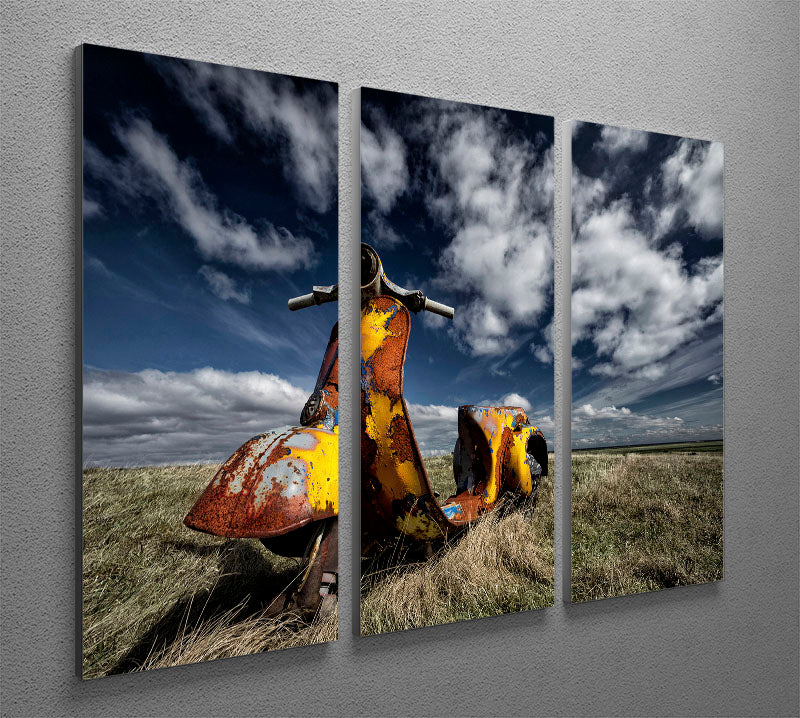 Yellow Scooter 3 Split Panel Canvas Print