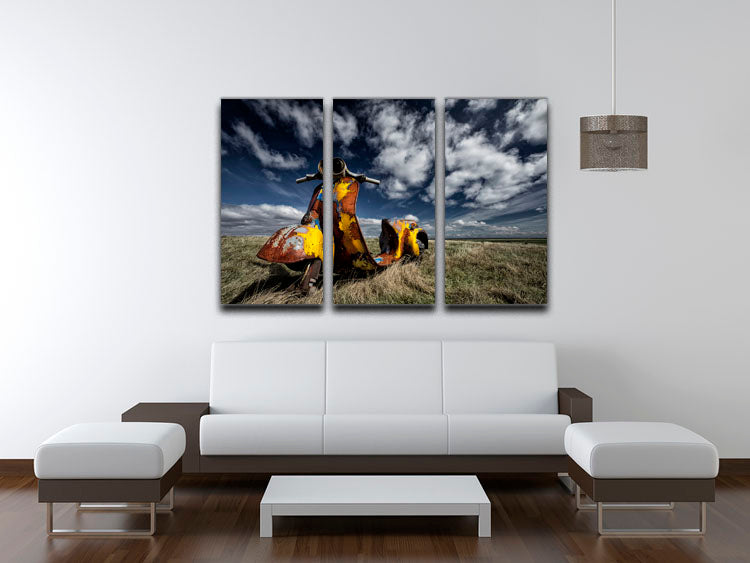 Yellow Scooter 3 Split Panel Canvas Print