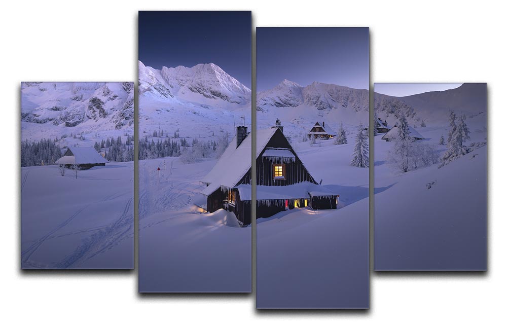 Winter Hut 4 Split Panel Canvas