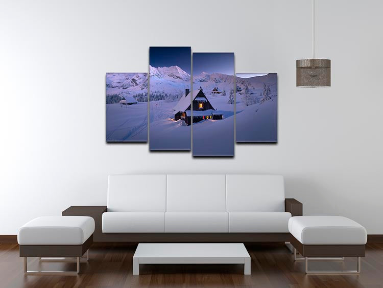 Winter Hut 4 Split Panel Canvas