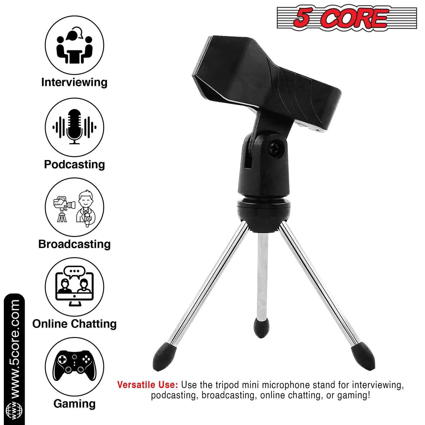 5 Core Desk Mic Stand Adjustable Table Tripod Portable Desktop