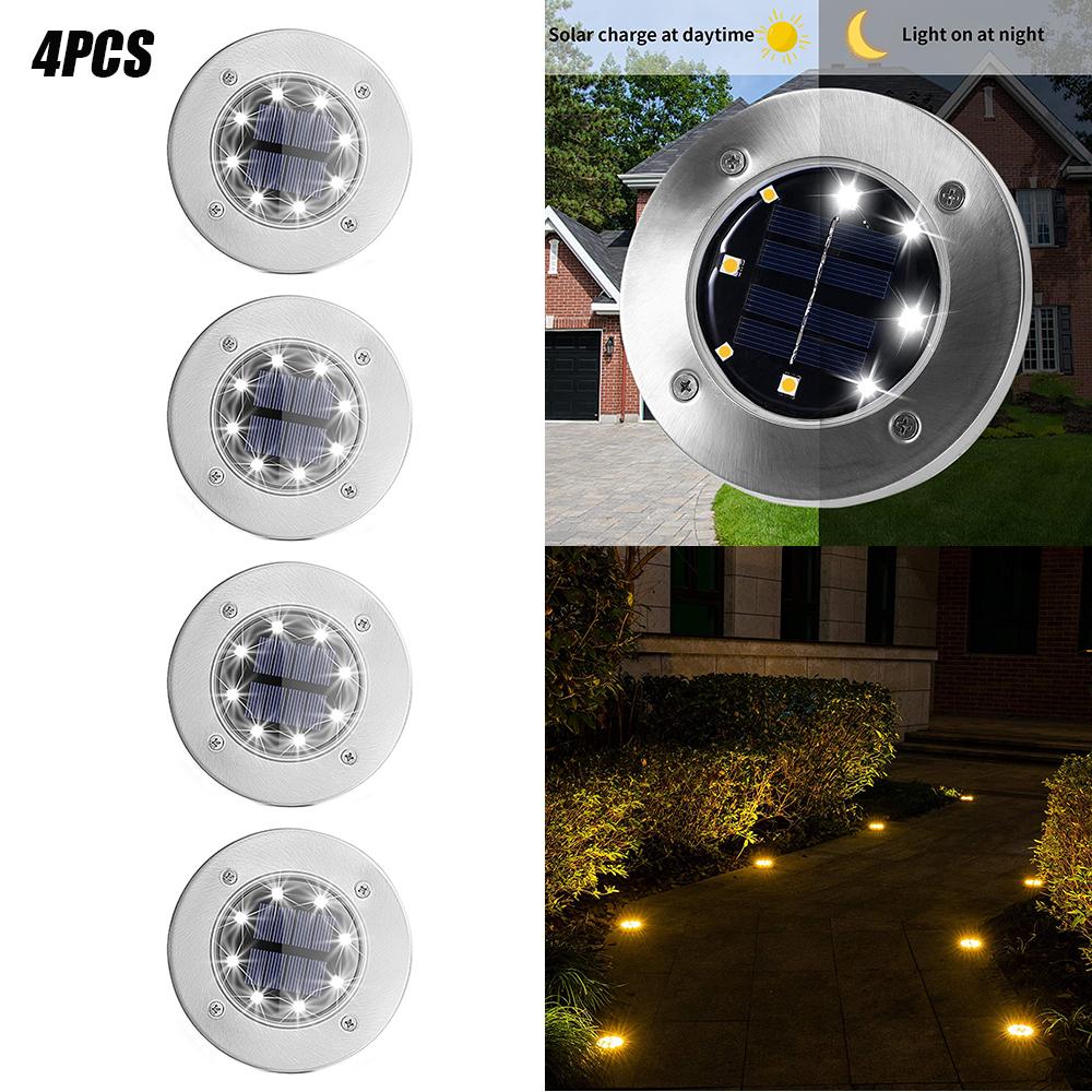 4/8 LEDs Solar Powered Buried Light Outdoor Pathway Garden Decking