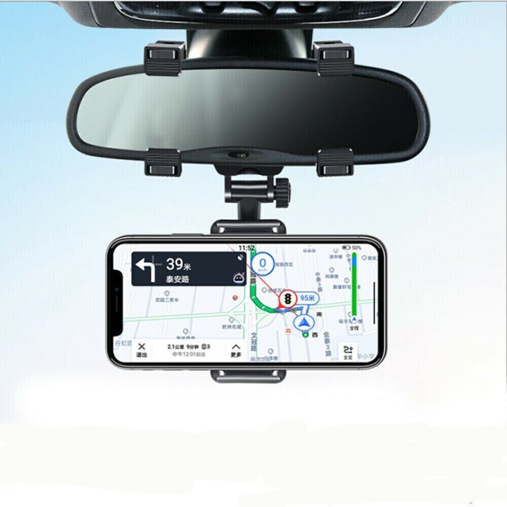 Universal 360 Rotation Car Rear View Mirror Mount Stand GPS Cell Phone