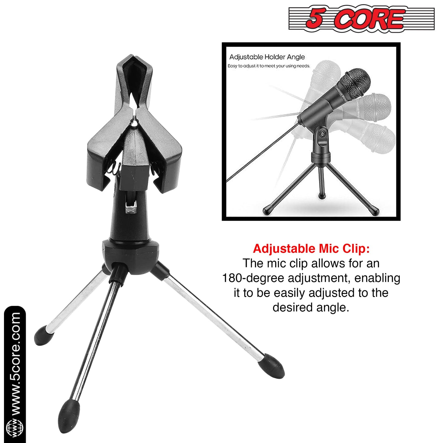 5 Core Desk Mic Stand Adjustable Table Tripod Portable Desktop