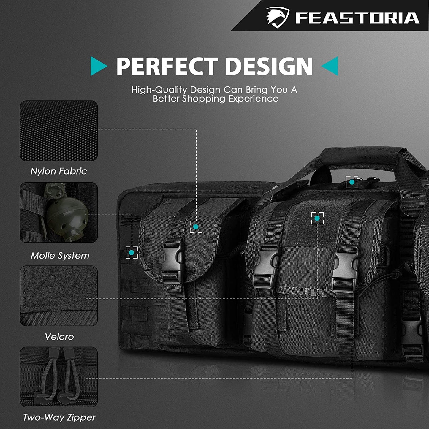 Feastoria Double Long Soft Rifle Case Multi-Function Gun Bag