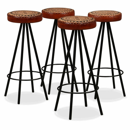 Bar Stools 2 pcs Real Leather