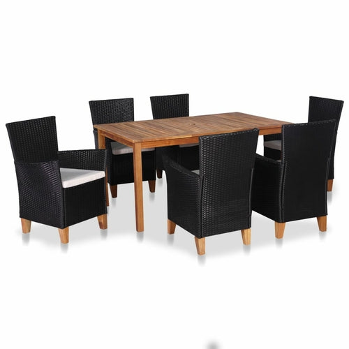 5 Piece Outdoor Dining Set Poly Rattan Black and Brown