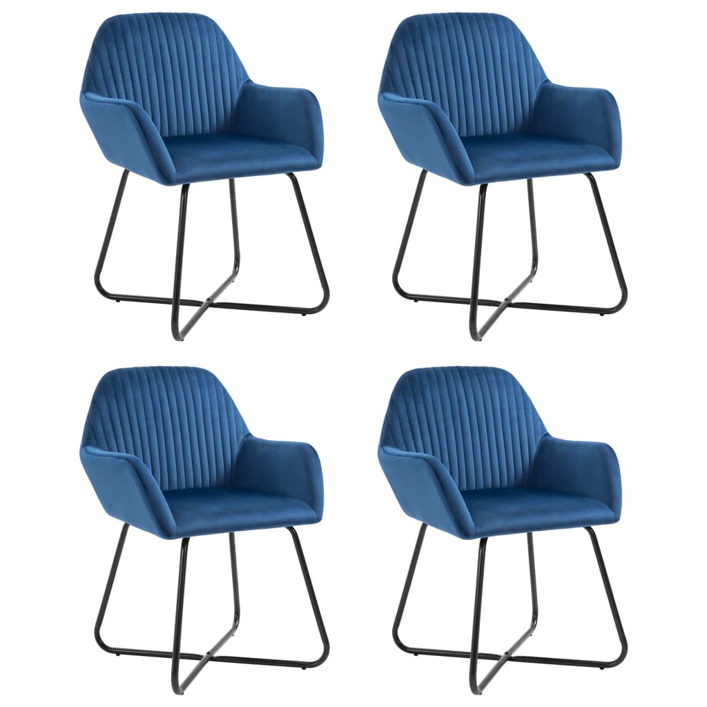 Dining Chairs 4 pcs Blue Velvet