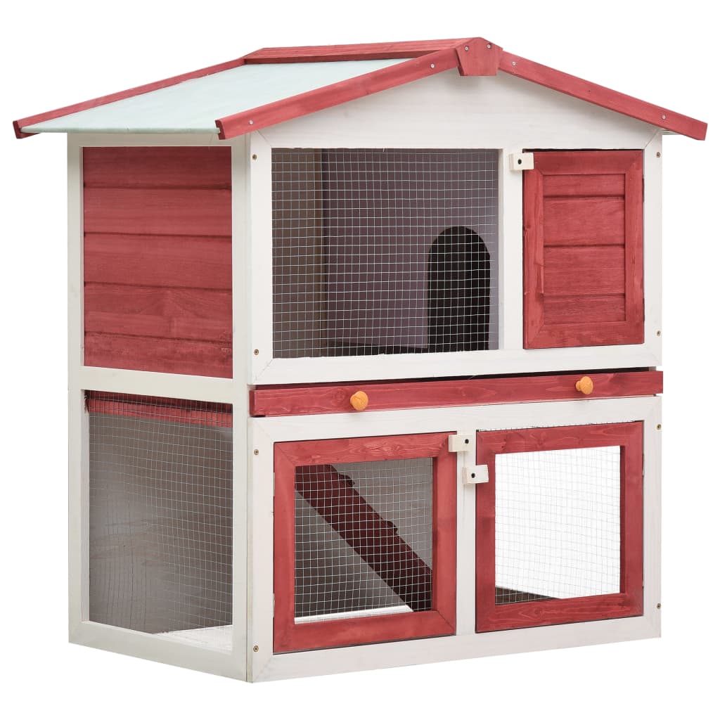 Outdoor Rabbit Hutch 3 Doors Gray Wood