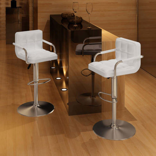 Bar Stools 2 pcs White Faux Leather