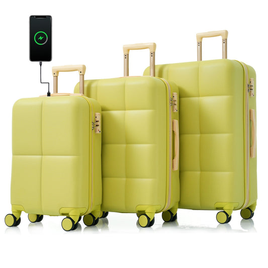 Luggage Set of 3, 20-inch with USB Port, Airline Certified Carry-on