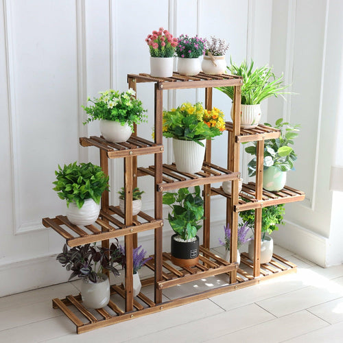 Indoor 9 Tier Wooden Plant Home Decor Stand