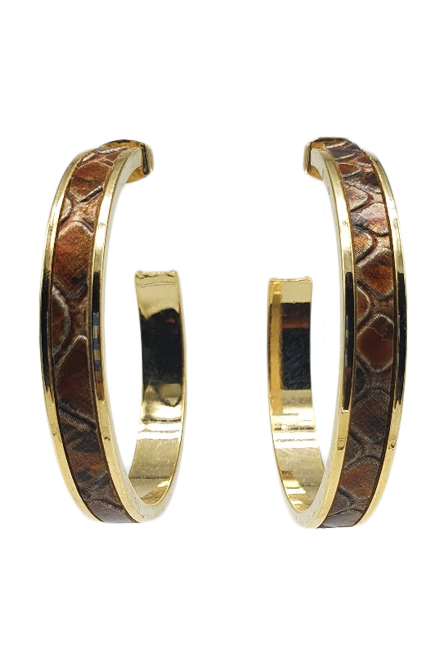 Python Leather Hoop Earrings ( Variety Color Available ) By DOBBI