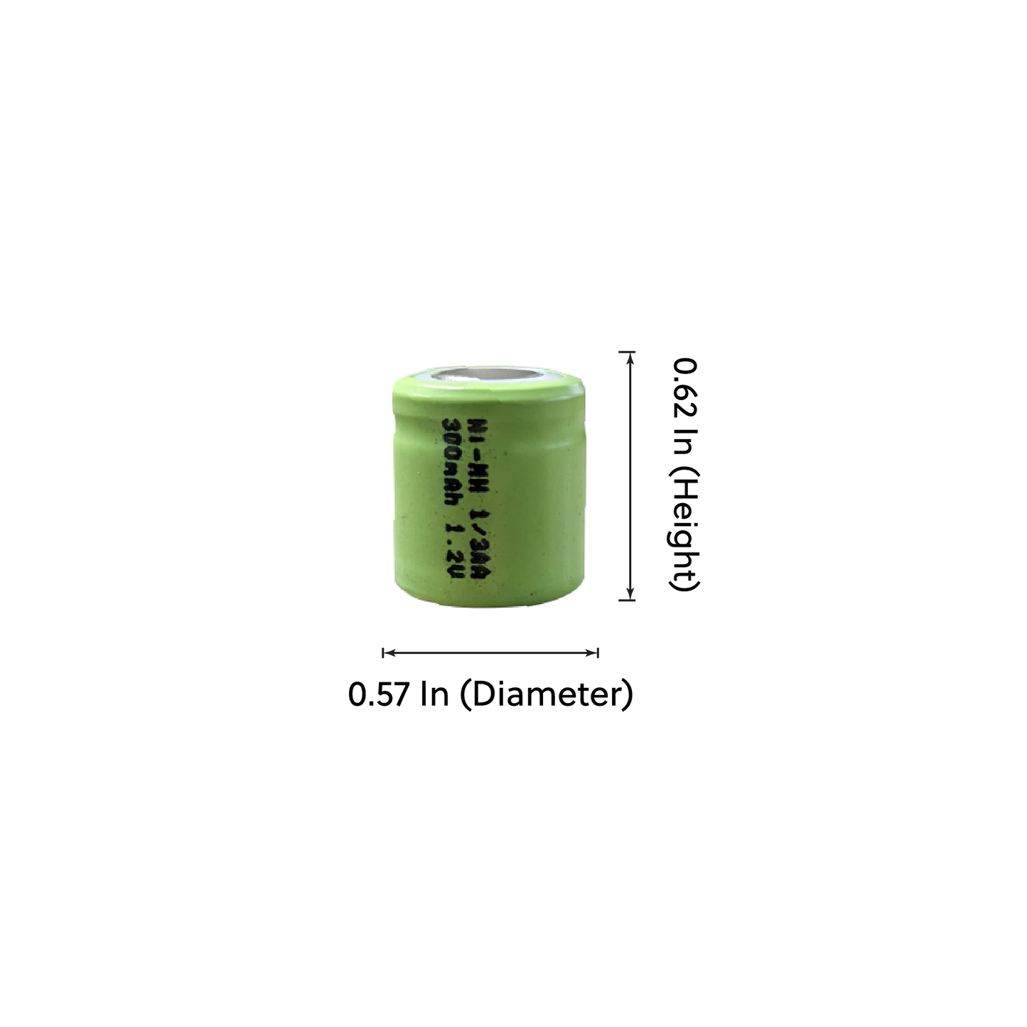 IP Power 1/3AA 300mAh Ni-Mh Rechargeable Flat Top Battery