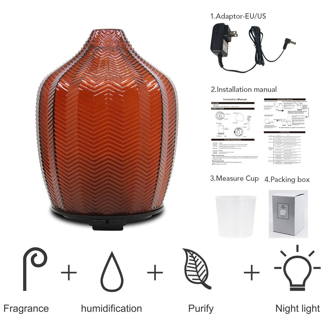 Dark Red Glass Ultrasonic Aroma diffusers