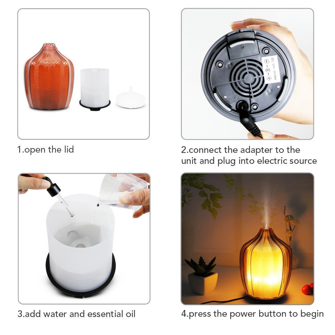 Dark Red Glass Ultrasonic Aroma diffusers