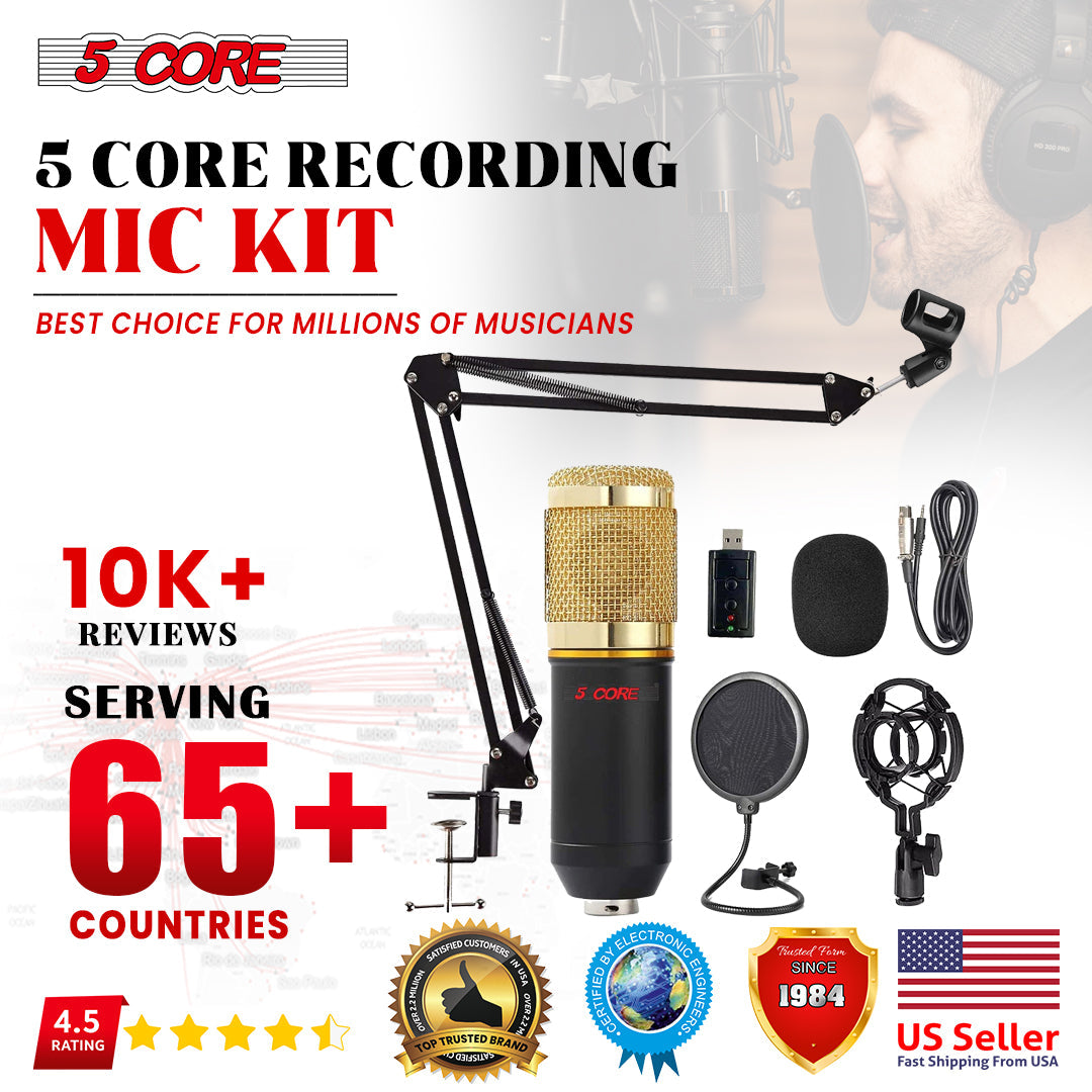 5Core Recording Microphone Podcast Bundle Professional Condenser