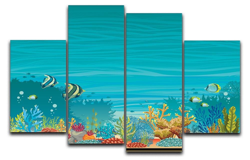 Underwater seascape 4 Split Panel Canvas