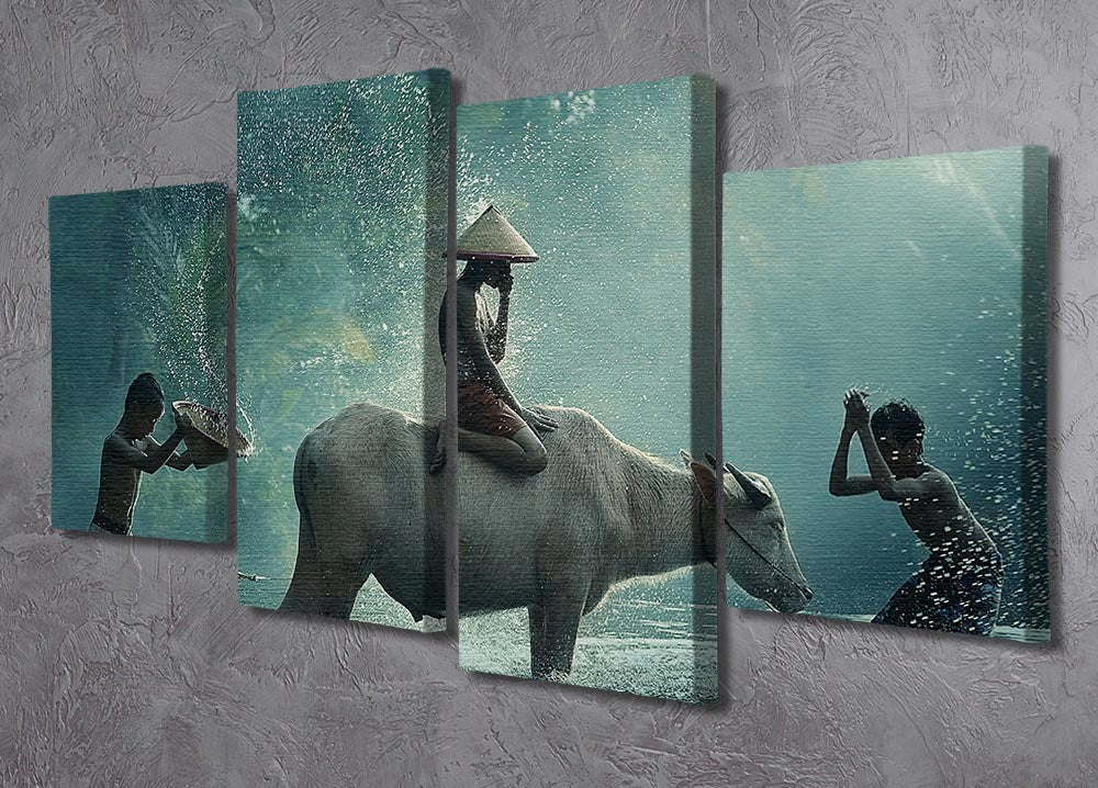 Water Buffalo 4 Split Panel Canvas