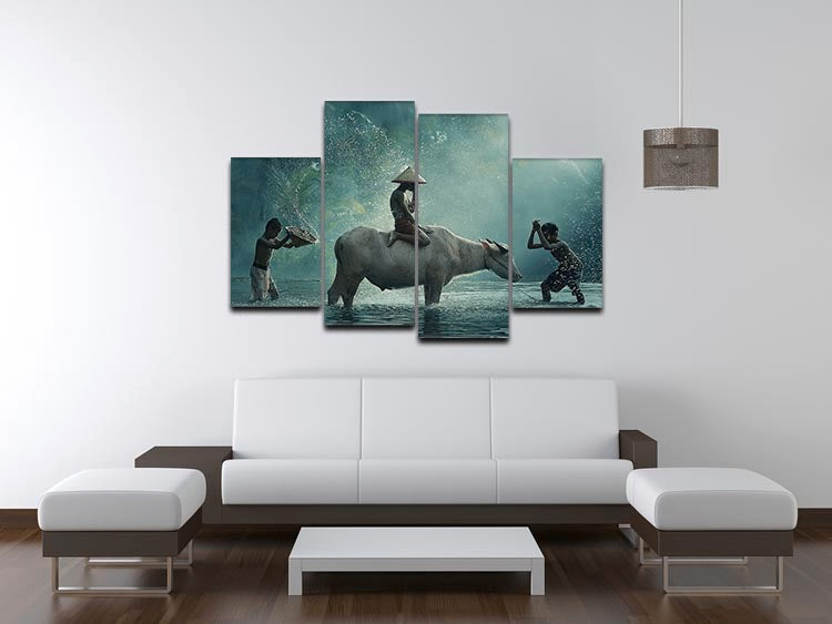 Water Buffalo 4 Split Panel Canvas