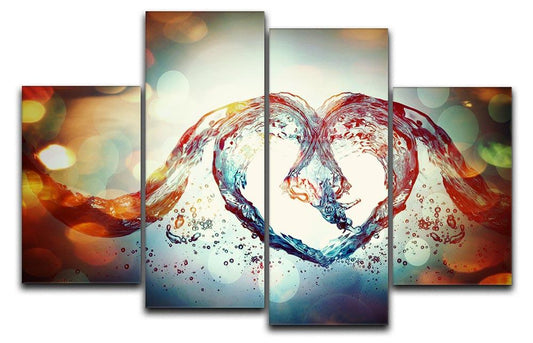 Water Heart 4 Split Panel Canvas