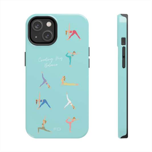 Yoga Poses Blue Tough Case for iPhone with Wireless Charging