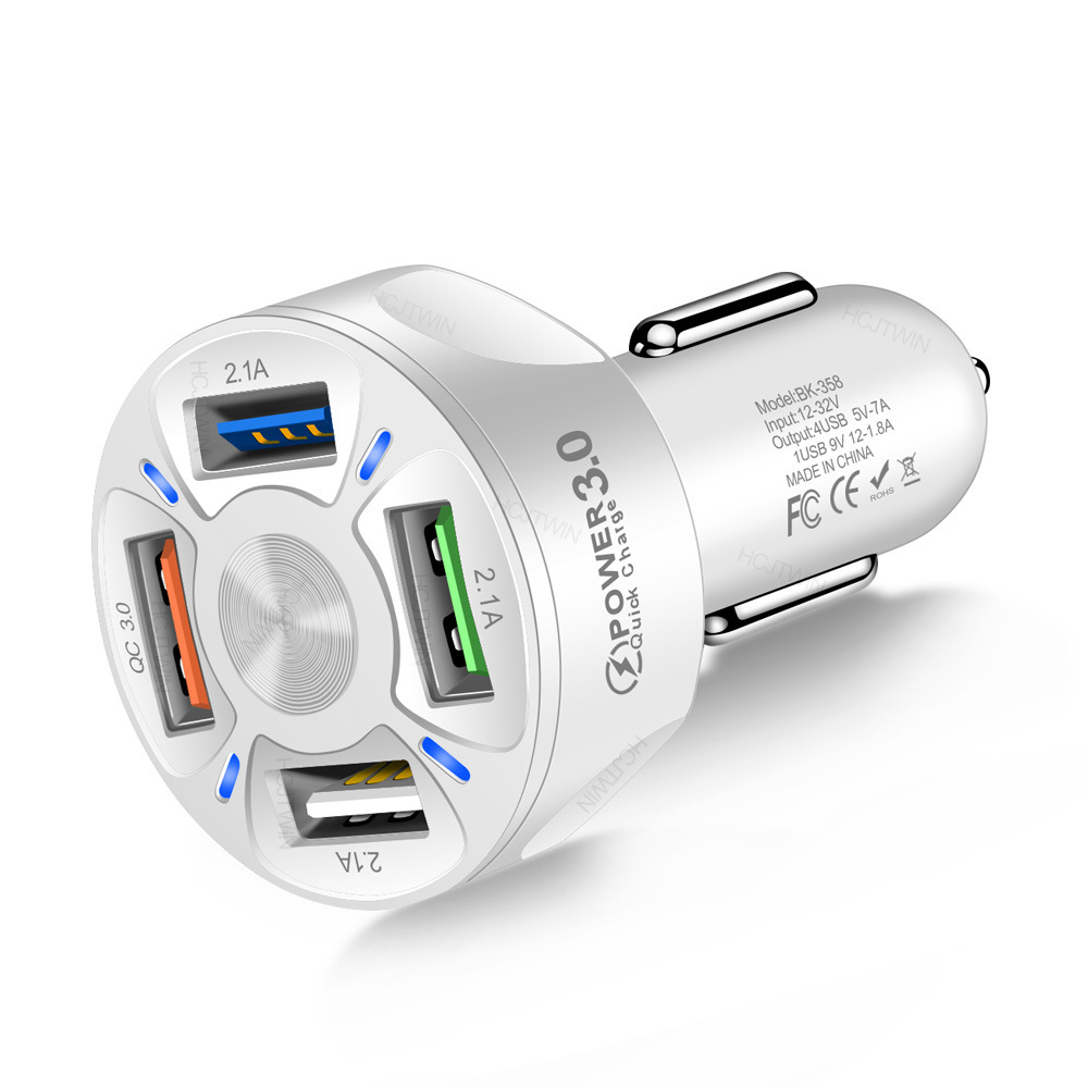 4 USB Car Charger Fast 7A QC3.0 Quick Car Chargr Adapter