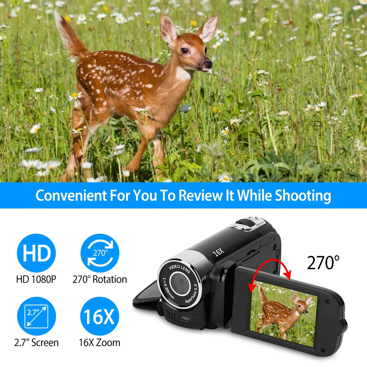 2.7in 16X Zoom DV Camera HD 1080P Digital Video Camcorder