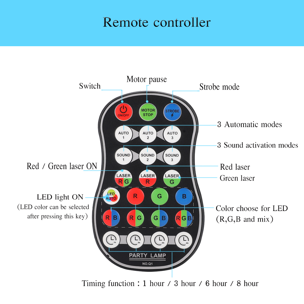 Mini RGB Disco Light LED Laser Stage Projector