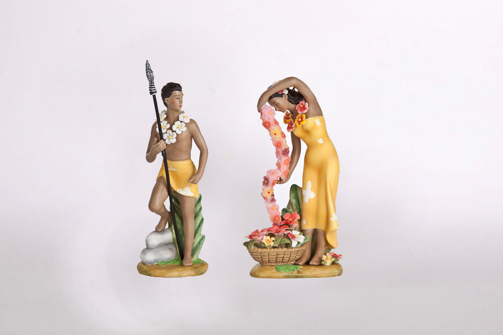 Miniature Ceramic "Spearman & Cascading Lei"