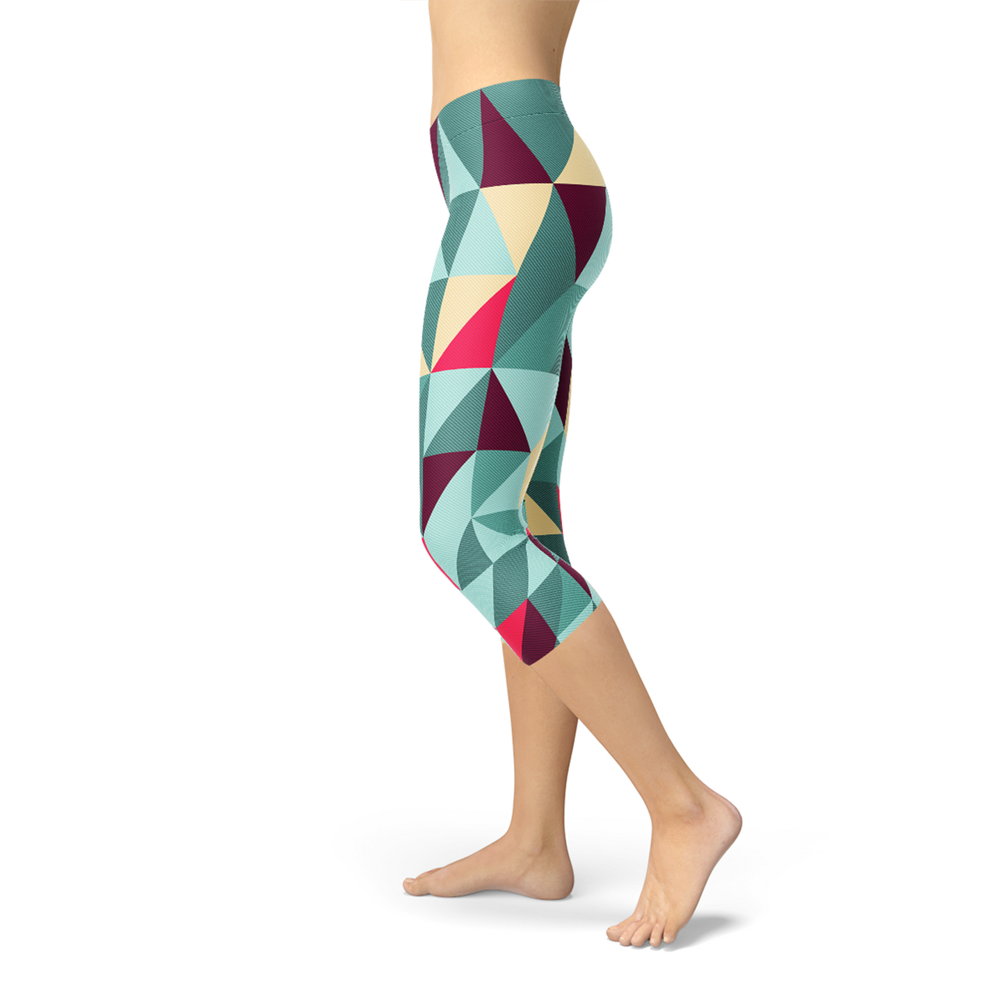 Womens Capri Leggings w/ Geometric Triangles