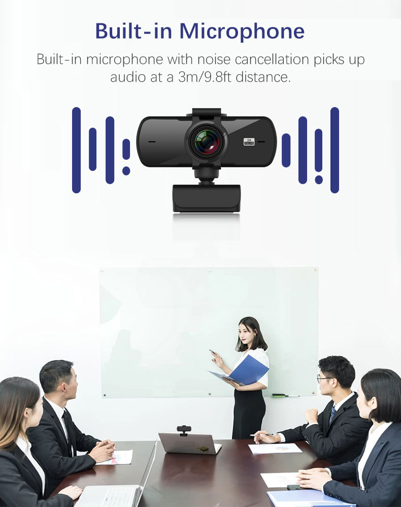 Webcam 2K Full HD 1080P Web Camera Autofocus With Microphone