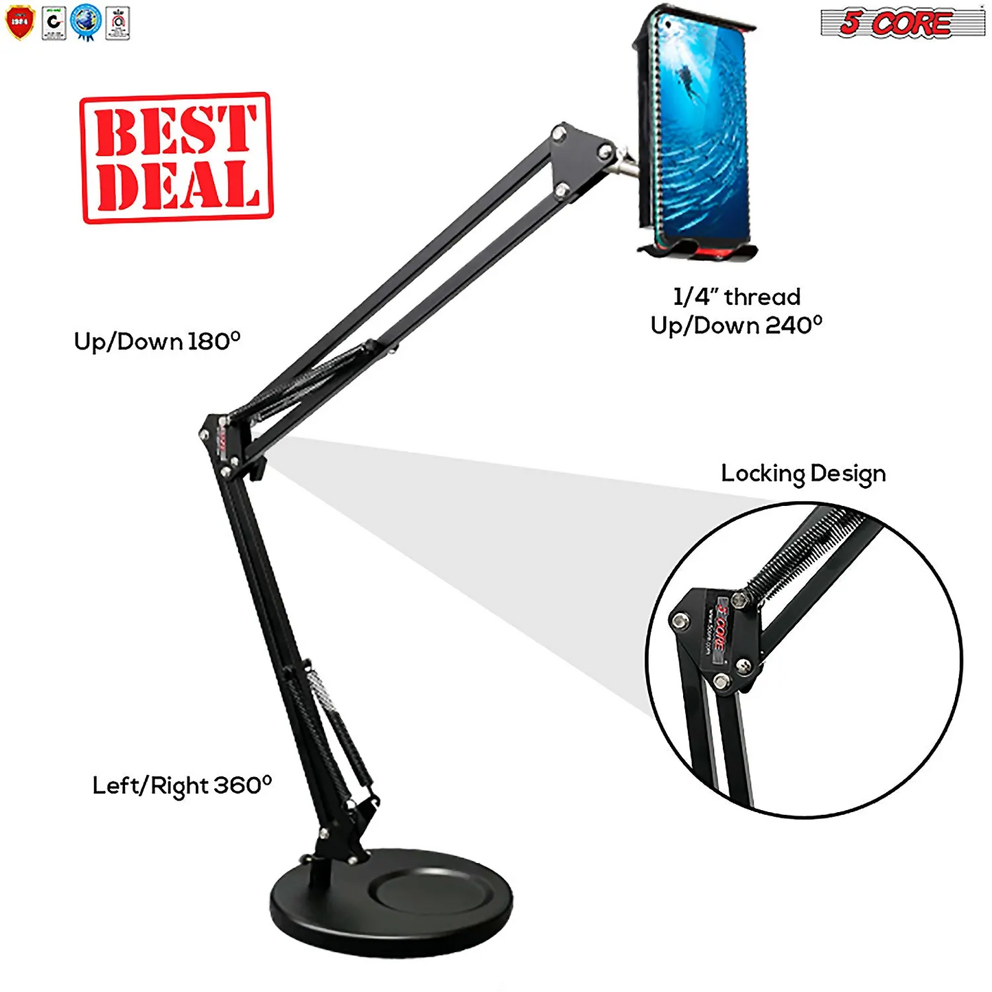 Universal Phone Mount  Flexible Long Arm Cell Phone Holder