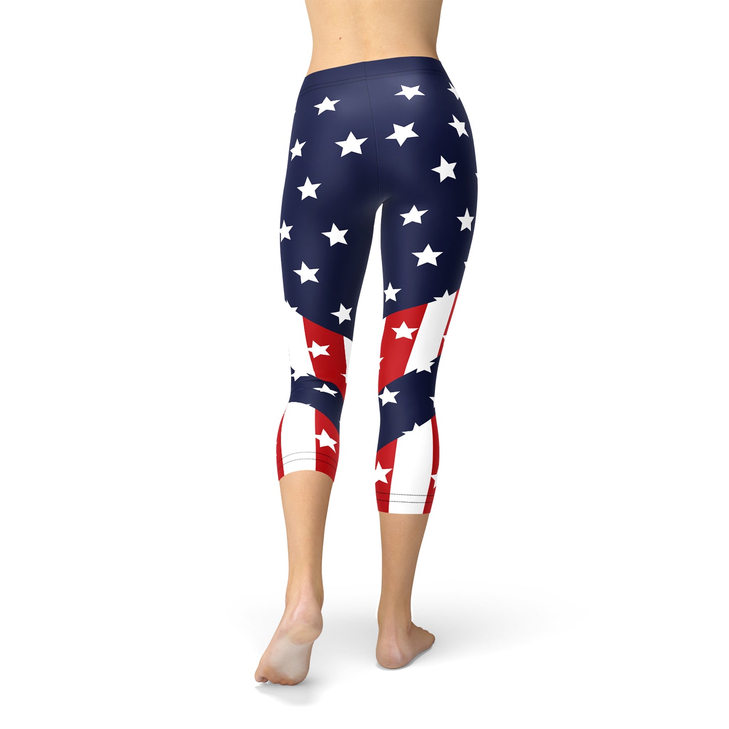 Womens American Flag Capri Leggings