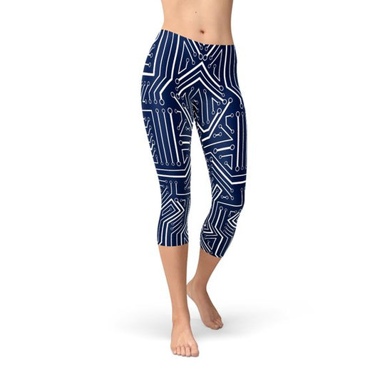 Womens Navy Blue Circuit Capri Leggings