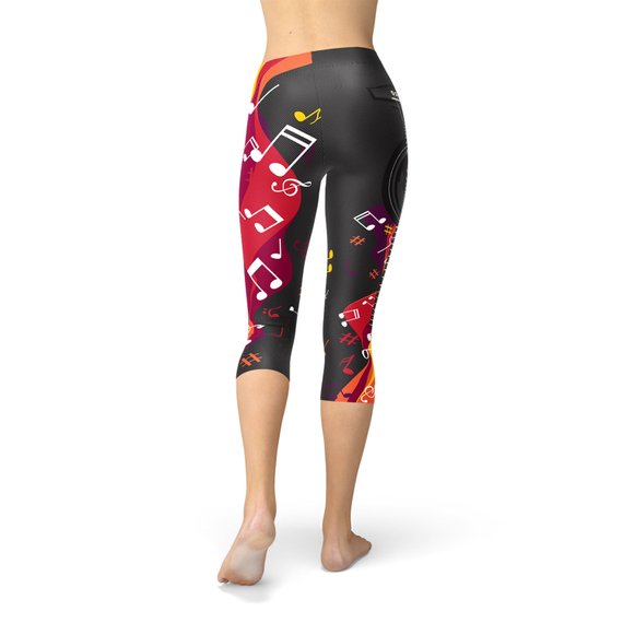 Guitar and Music Note Capri Leggings