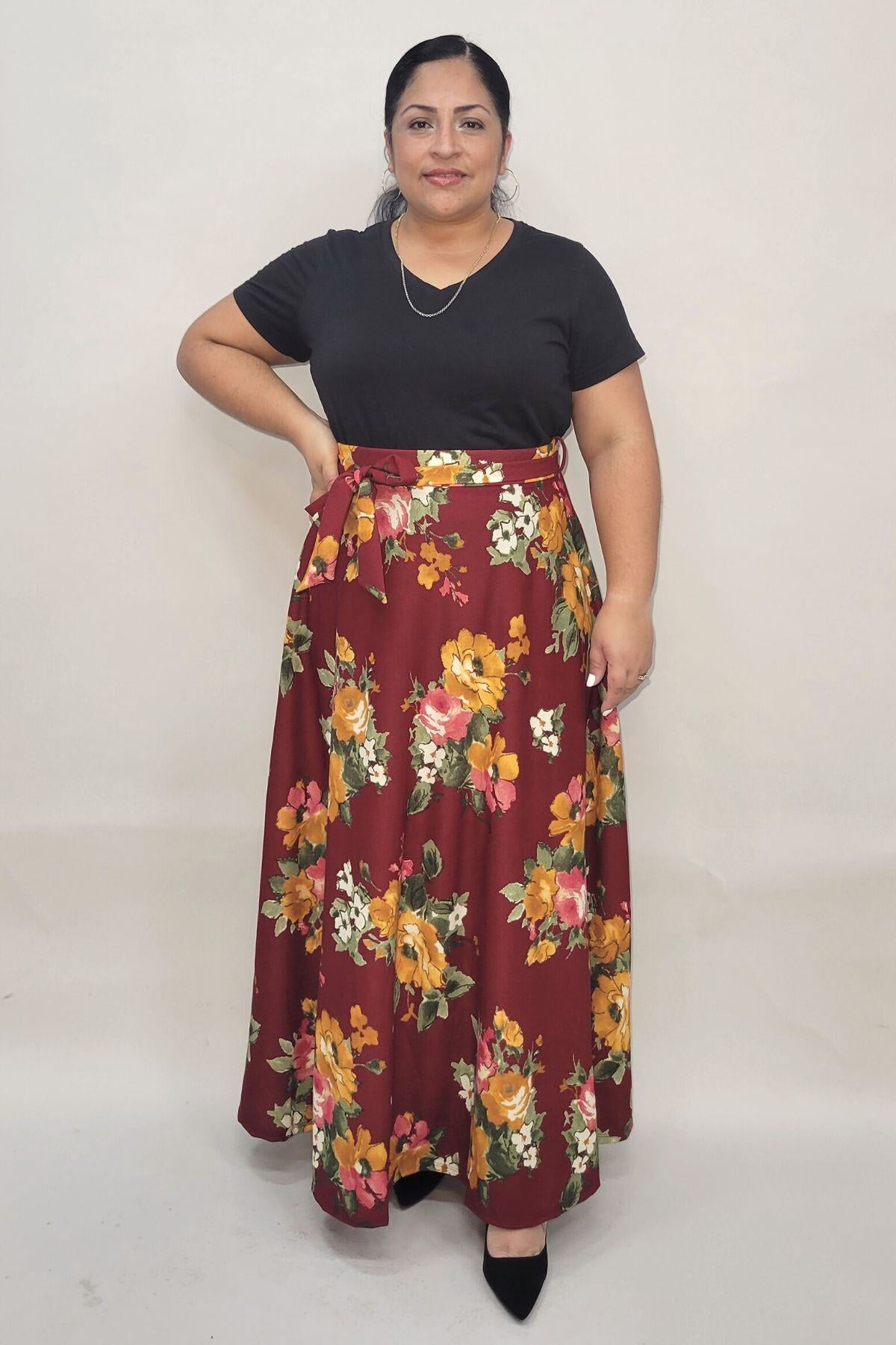 High Waist Maxi skirt with Belt