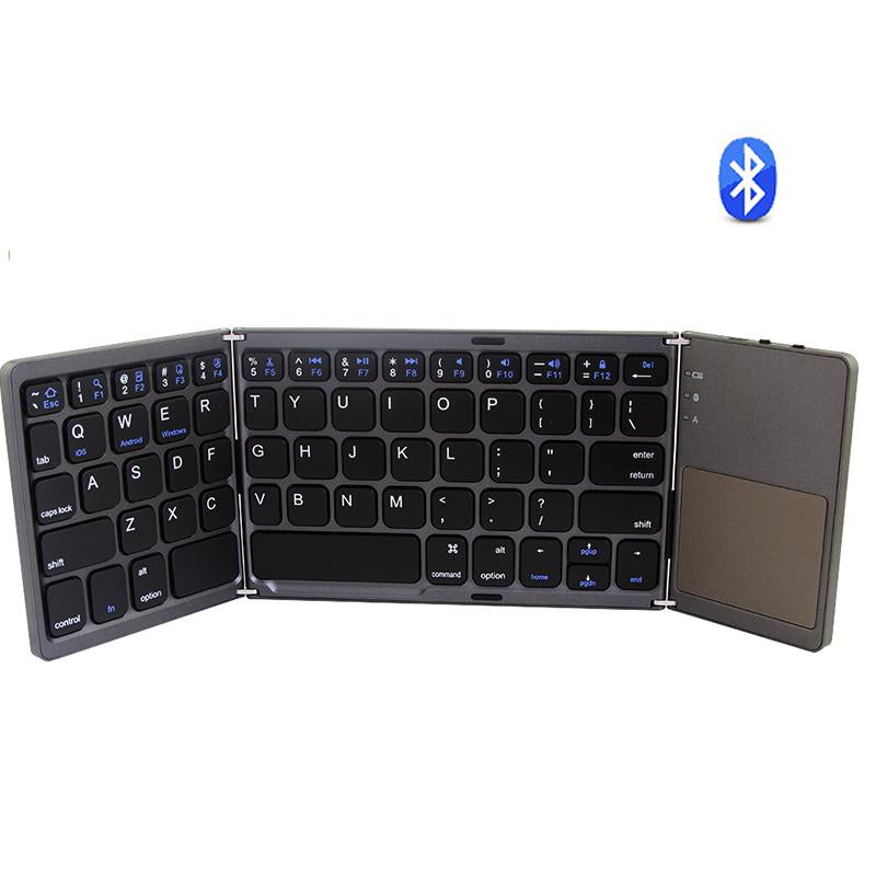 Portable Triple Folding Bluetooth Keyboard Wireless Mini Foldable