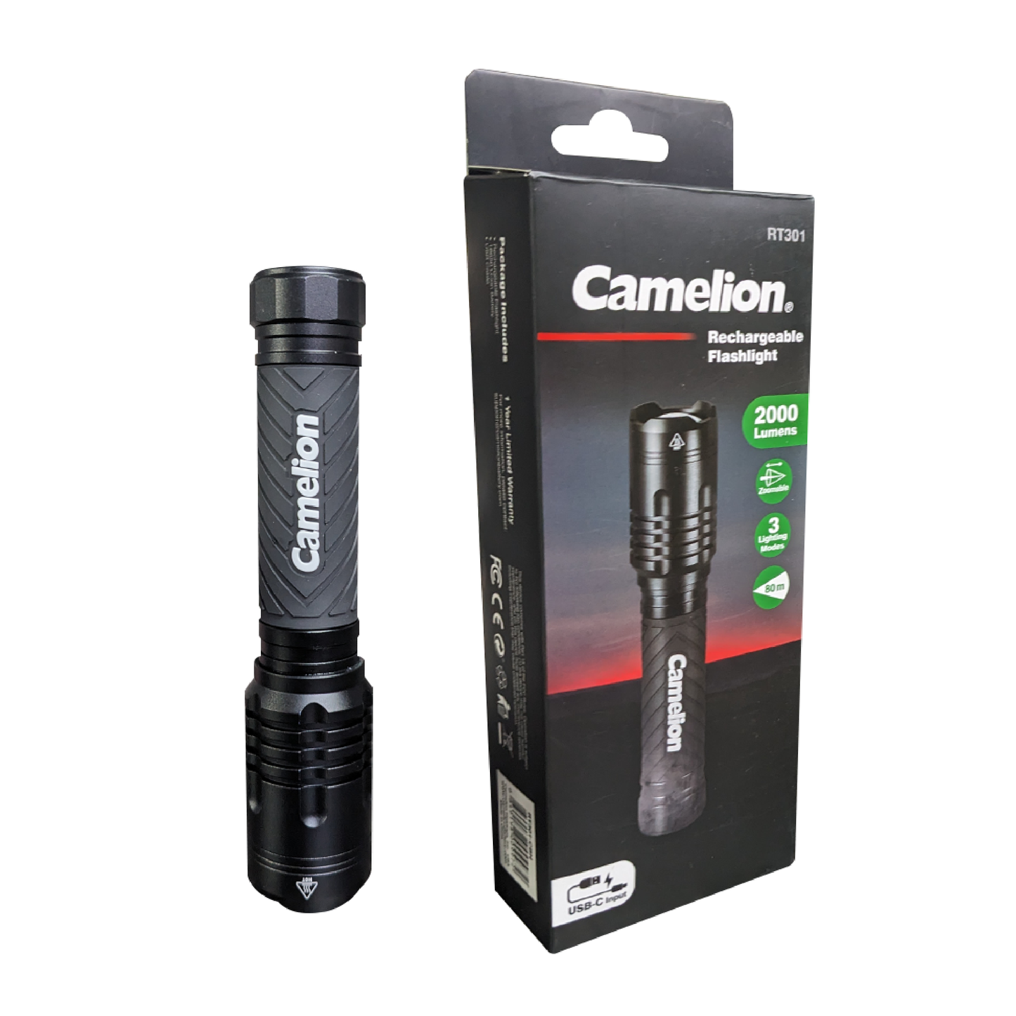 Camelion RT301 34W COB 2000LM Rechargeable Flashlight - 3 Lighting